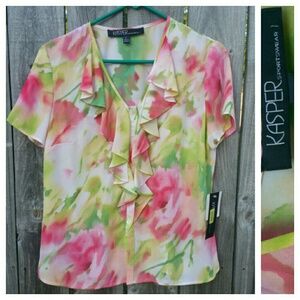 NWT Kasper Sportswear Large Beautiful Top Blouse